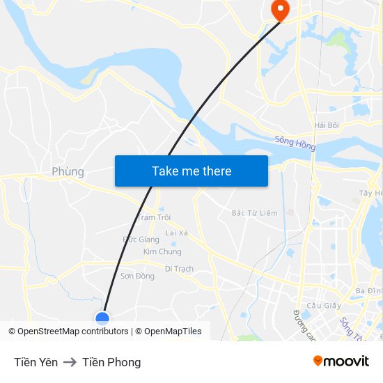 Tiền Yên to Tiền Phong map