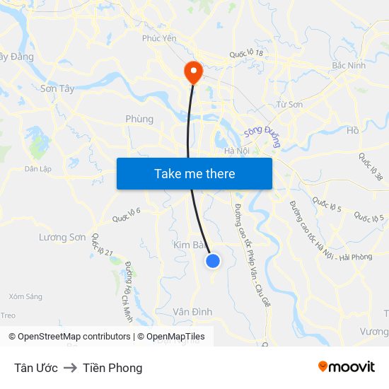 Tân Ước to Tiền Phong map