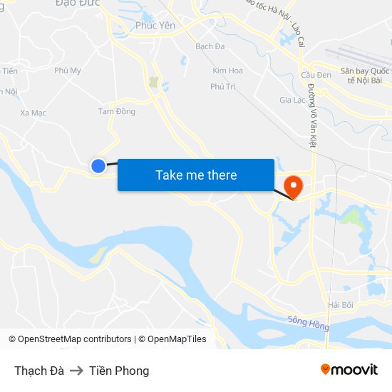 Thạch Đà to Tiền Phong map