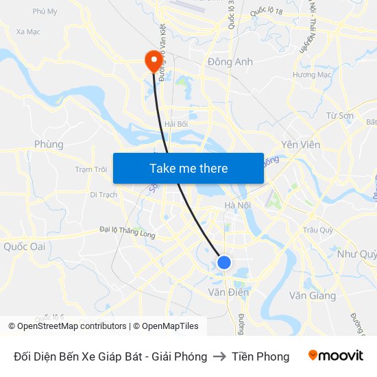 Đối Diện Bến Xe Giáp Bát - Giải Phóng to Tiền Phong map