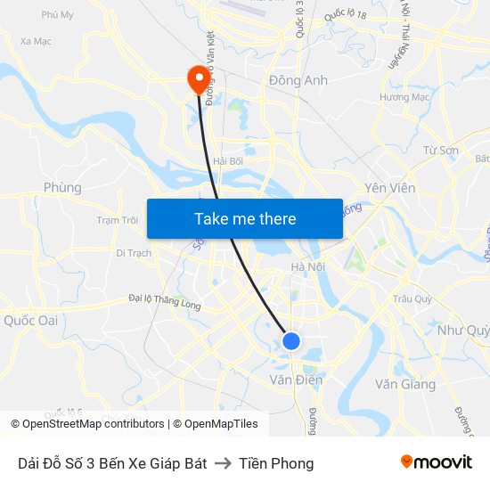 Dải Đỗ Số 3 Bến Xe Giáp Bát to Tiền Phong map