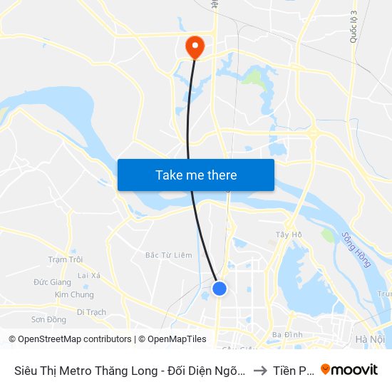 Siêu Thị Metro Thăng Long - Đối Diện Ngõ 599 Phạm Văn Đồng to Tiền Phong map