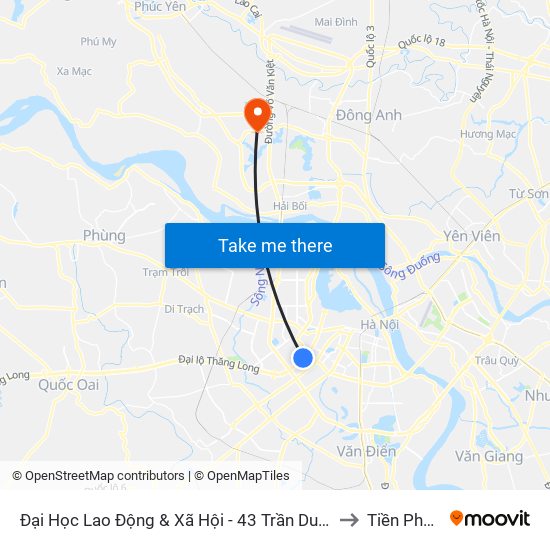 Đại Học Lao Động & Xã Hội - 43 Trần Duy Hưng to Tiền Phong map