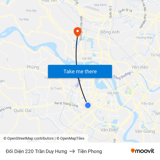 Đối Diện 220 Trần Duy Hưng to Tiền Phong map