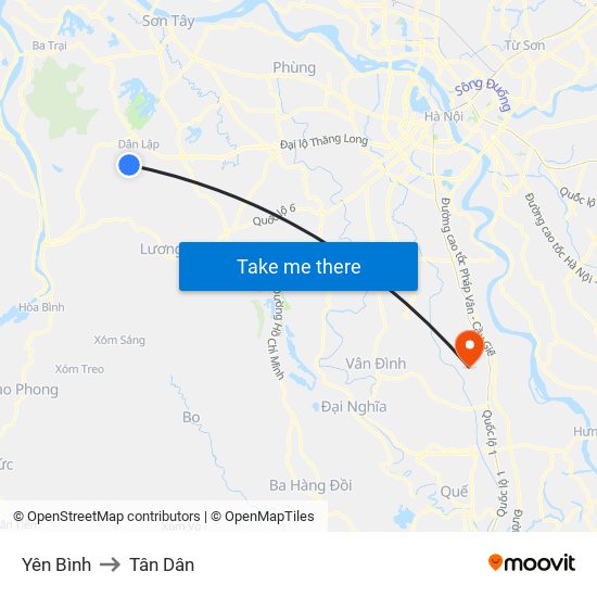 Yên Bình to Tân Dân map