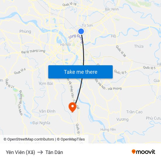 Yên Viên (Xã) to Tân Dân map