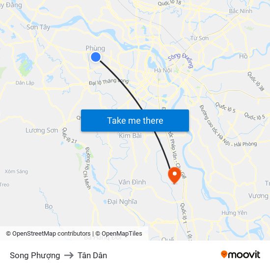 Song Phượng to Tân Dân map