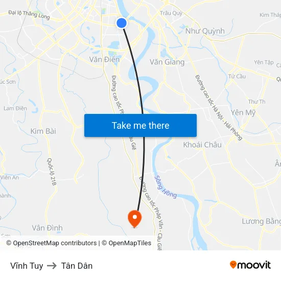 Vĩnh Tuy to Tân Dân map