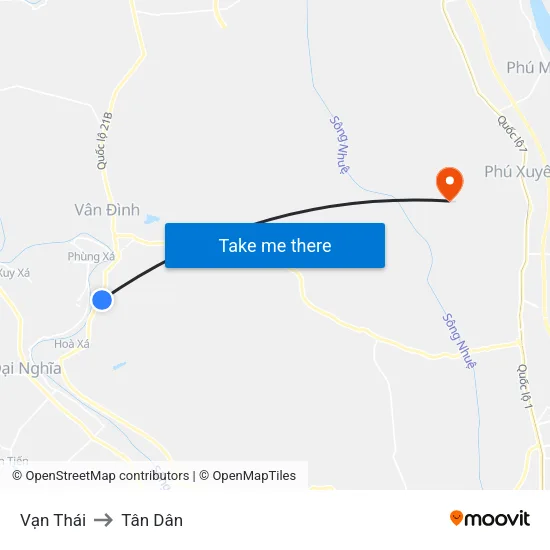 Vạn Thái to Tân Dân map