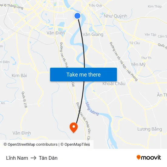 Lĩnh Nam to Tân Dân map