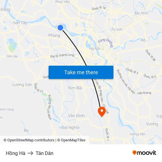 Hồng Hà to Tân Dân map