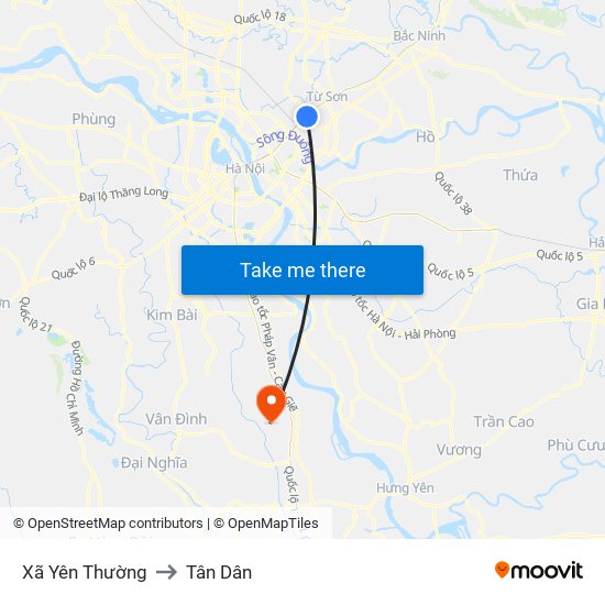 Xã Yên Thường to Tân Dân map