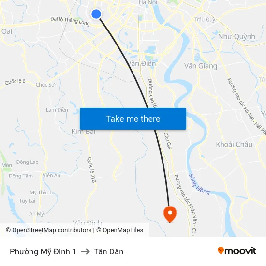 Phường Mỹ Đình 1 to Tân Dân map