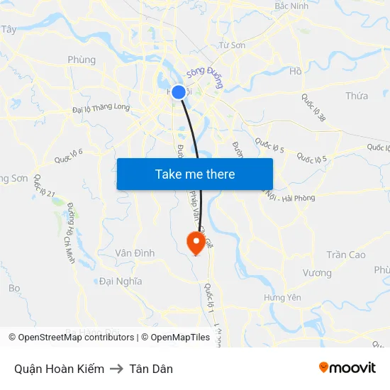 Quận Hoàn Kiếm to Tân Dân map