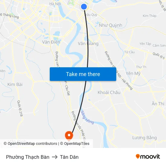 Phường Thạch Bàn to Tân Dân map