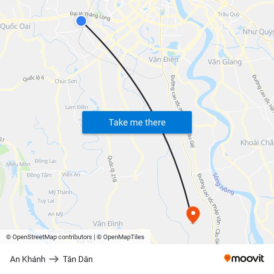 An Khánh to Tân Dân map