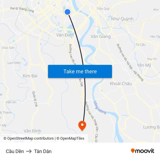 Cầu Dền to Tân Dân map