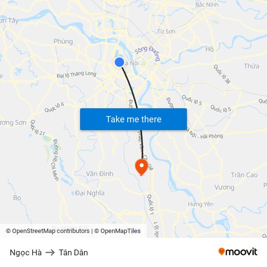 Ngọc Hà to Tân Dân map
