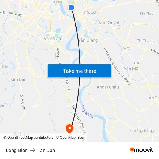 Long Biên to Tân Dân map