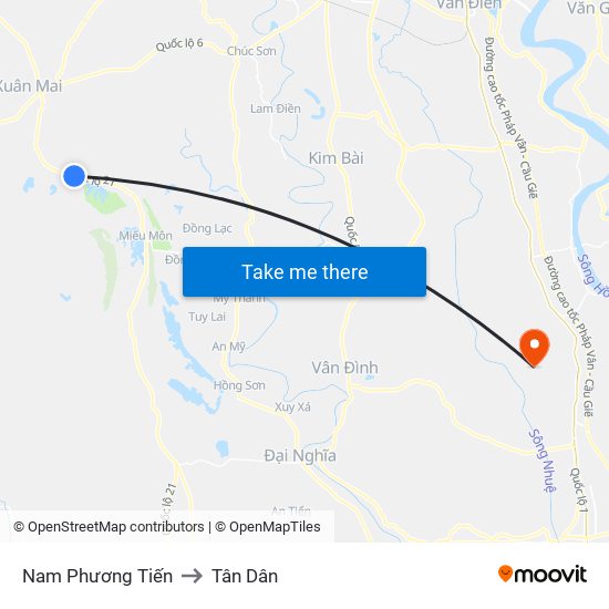 Nam Phương Tiến to Tân Dân map