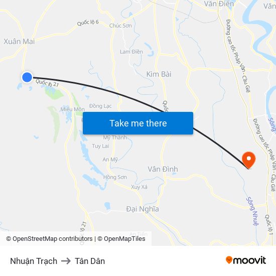 Nhuận Trạch to Tân Dân map