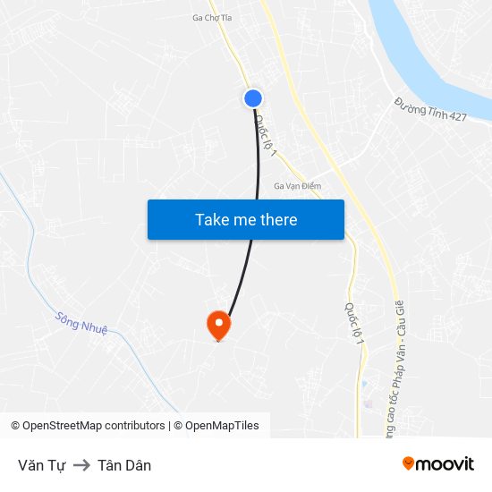 Văn Tự to Tân Dân map