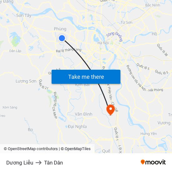 Dương Liễu to Tân Dân map