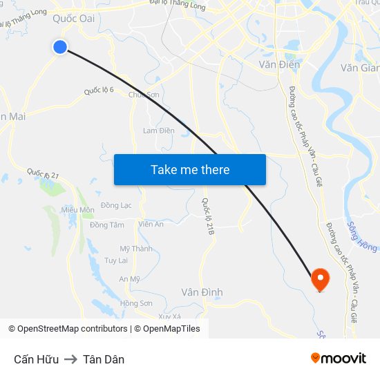 Cấn Hữu to Tân Dân map