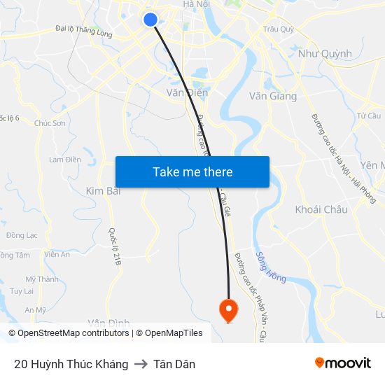 20 Huỳnh Thúc Kháng to Tân Dân map