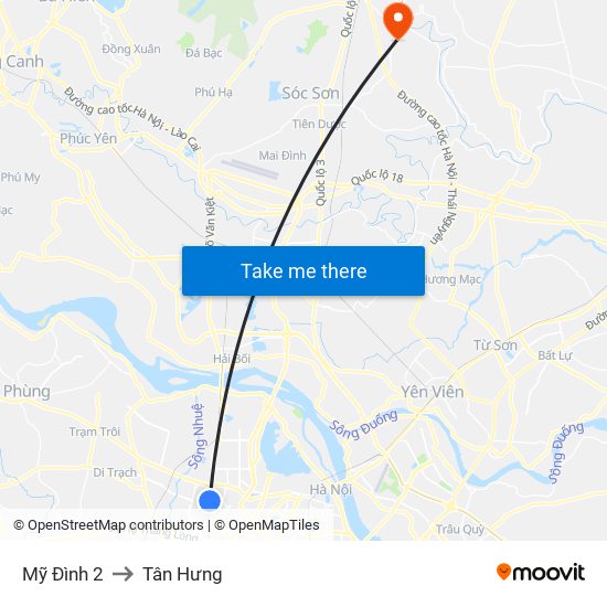 Mỹ Đình 2 to Tân Hưng map