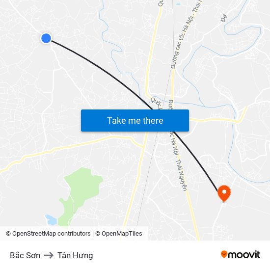 Bắc Sơn to Tân Hưng map