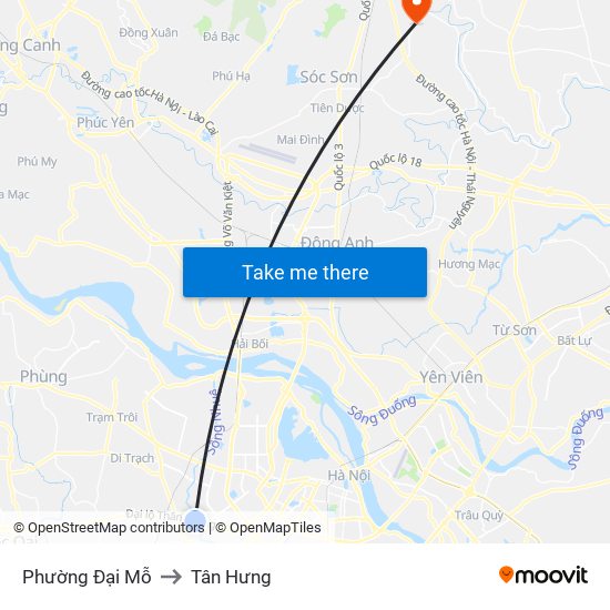 Phường Đại Mỗ to Tân Hưng map