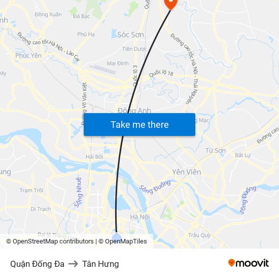 Quận Đống Đa to Tân Hưng map