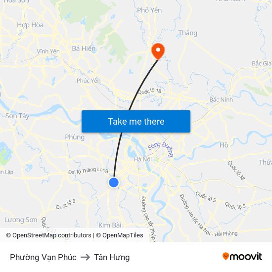 Phường Vạn Phúc to Tân Hưng map