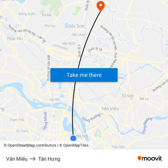 Văn Miếu to Tân Hưng map