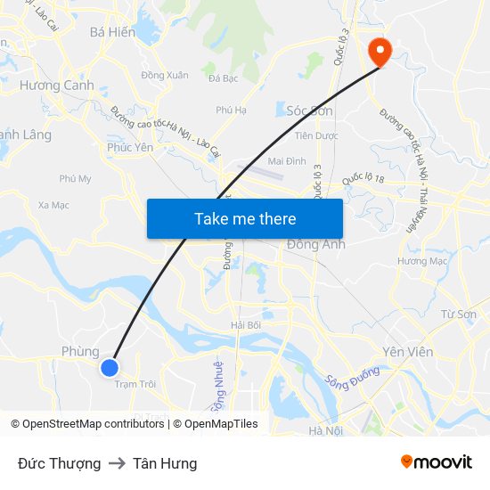 Đức Thượng to Tân Hưng map