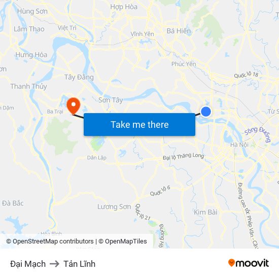 Đại Mạch to Tản Lĩnh map