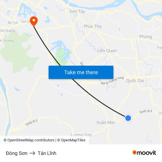 Đông Sơn to Tản Lĩnh map