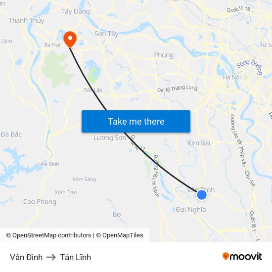 Vân Đình to Tản Lĩnh map