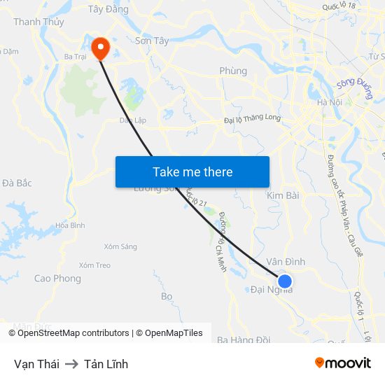 Vạn Thái to Tản Lĩnh map