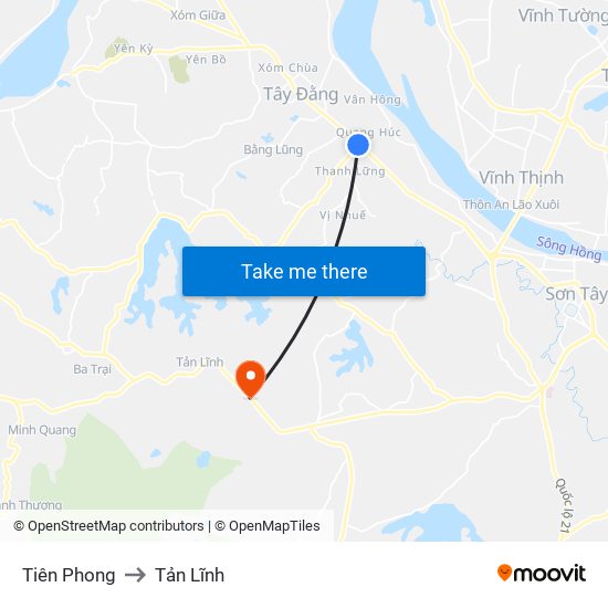 Tiên Phong to Tản Lĩnh map