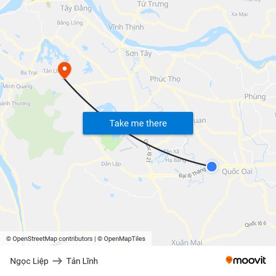 Ngọc Liệp to Tản Lĩnh map