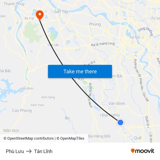 Phù Lưu to Tản Lĩnh map