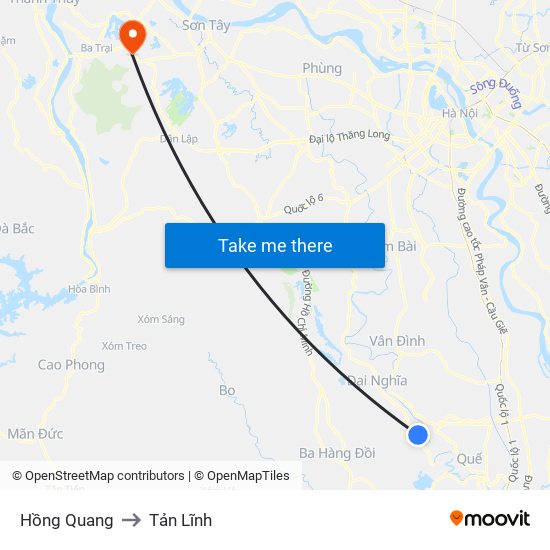 Hồng Quang to Tản Lĩnh map