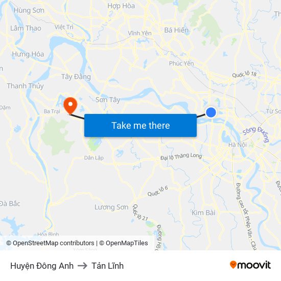 Huyện Đông Anh to Tản Lĩnh map