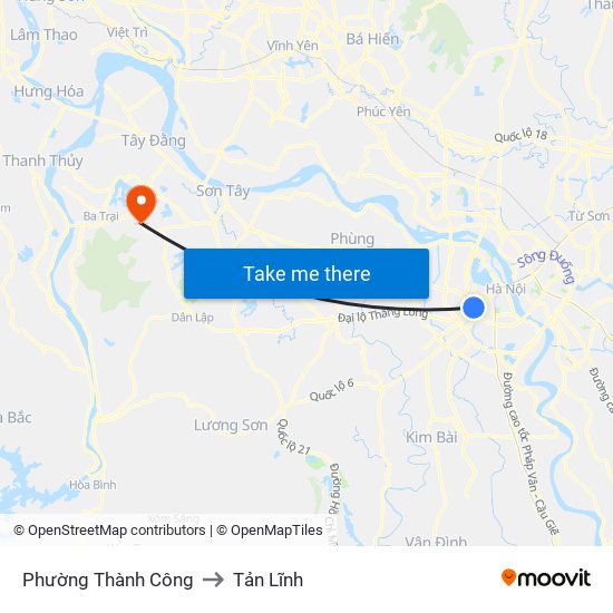 Phường Thành Công to Tản Lĩnh map