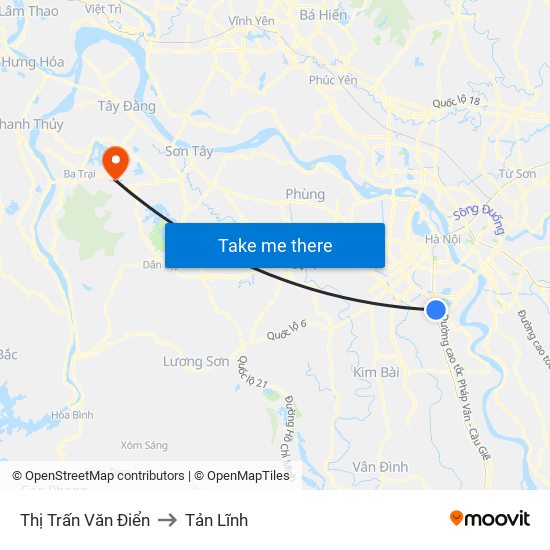 Thị Trấn Văn Điển to Tản Lĩnh map