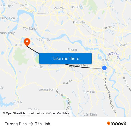 Trương Định to Tản Lĩnh map