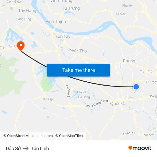 Đắc Sở to Tản Lĩnh map