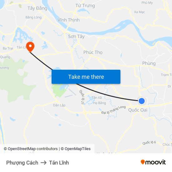 Phượng Cách to Tản Lĩnh map